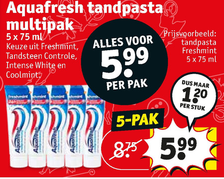 Aquafresh   tandpasta folder aanbieding bij  Kruidvat - details