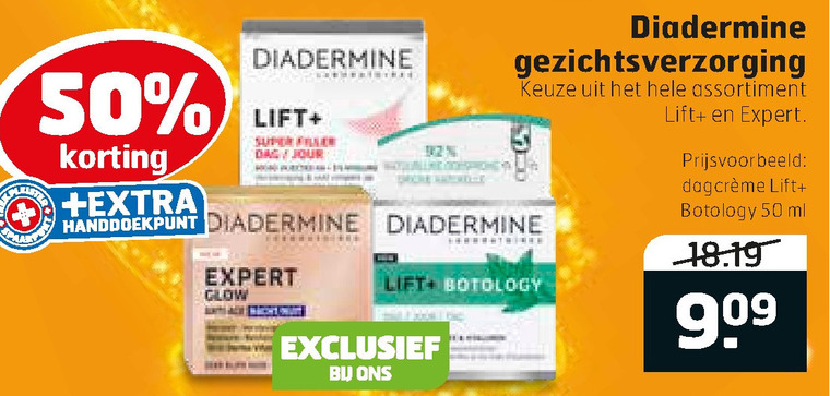 Diadermine   gezichtsverzorging folder aanbieding bij  Trekpleister - details