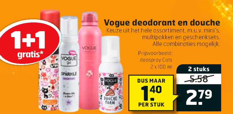 Vogue   deodorant, douchegel folder aanbieding bij  Trekpleister - details