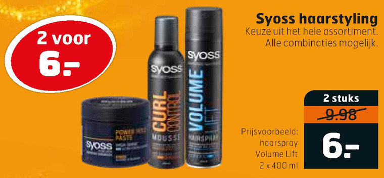 Syoss   hairspray, haargel folder aanbieding bij  Trekpleister - details