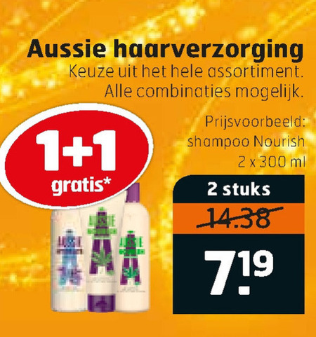 Aussie   shampoo, conditioner folder aanbieding bij  Trekpleister - details