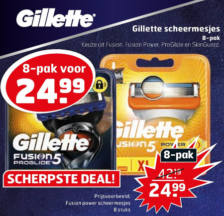 Gillette   scheermesjes folder aanbieding bij  Trekpleister - details