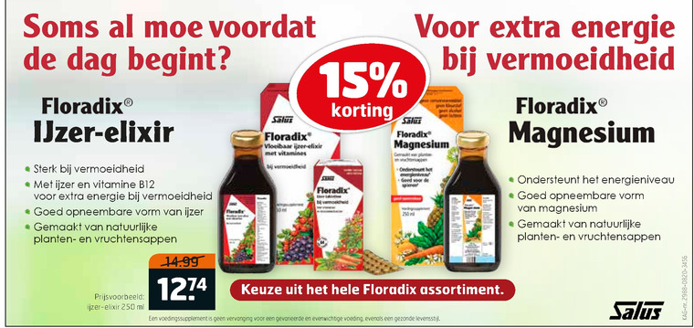 Floradix   voedingssupplement folder aanbieding bij  Trekpleister - details