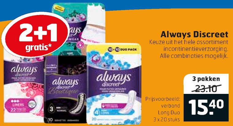 Always   incontinentieverband folder aanbieding bij  Trekpleister - details