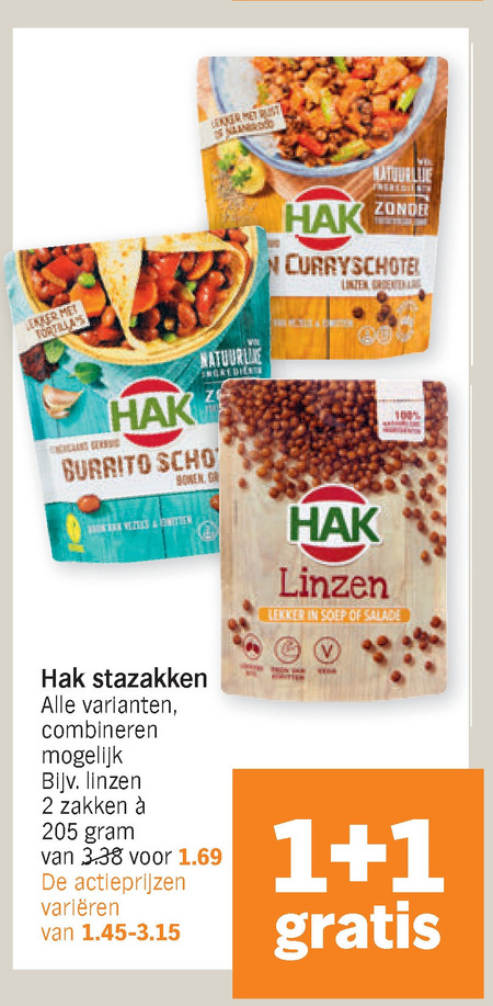 Hak   bonen, linzen folder aanbieding bij  Albert Heijn - details