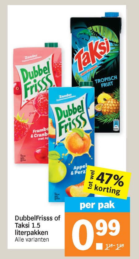 Dubbelfrisss   fruitdrank folder aanbieding bij  Albert Heijn - details