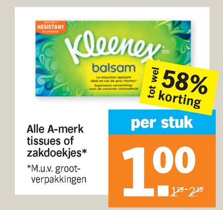 Alle merken   tissue, zakdoek folder aanbieding bij  Albert Heijn - details