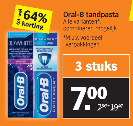 Oral-B   tandpasta folder aanbieding bij  Albert Heijn - details