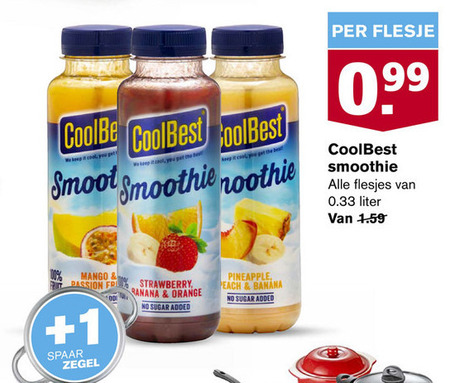 Coolbest   fruitsmoothie folder aanbieding bij  Hoogvliet - details