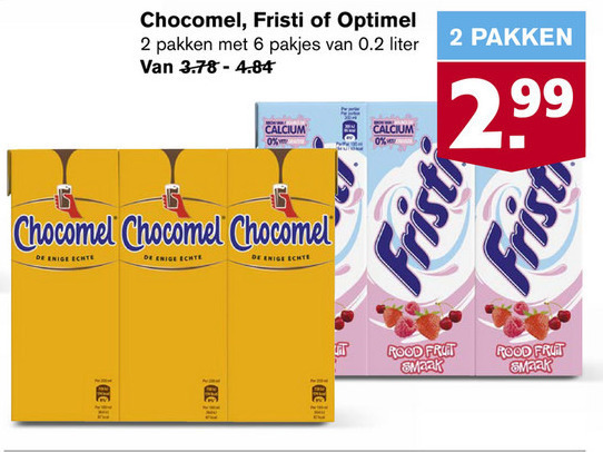 Optimel   drinkyoghurt, chocolademelk folder aanbieding bij  Hoogvliet - details