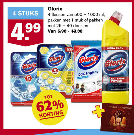 Glorix   toiletblok, bleekmiddel folder aanbieding bij  Hoogvliet - details