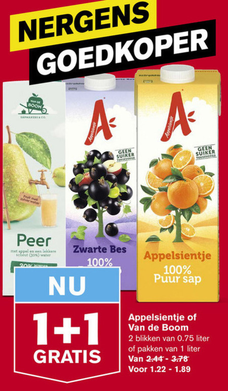 Van de Boom   fruitdrank folder aanbieding bij  Hoogvliet - details