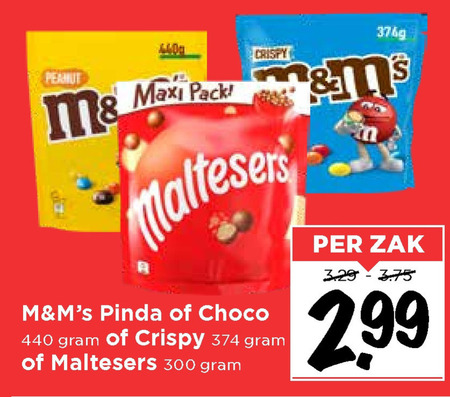 M en Ms   chocoladepindas, chocolade folder aanbieding bij  Vomar - details