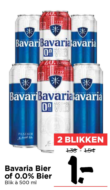 Bavaria   alcoholvrij bier, blikje bier folder aanbieding bij  Vomar - details