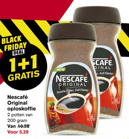 Nescafe   oploskoffie folder aanbieding bij  Hoogvliet - details