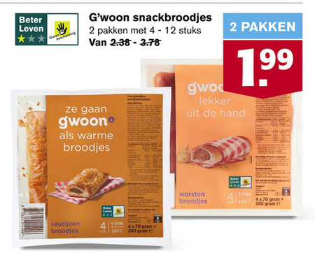 Gwoon   saucijzenbroodje, worstenbroodjes folder aanbieding bij  Hoogvliet - details