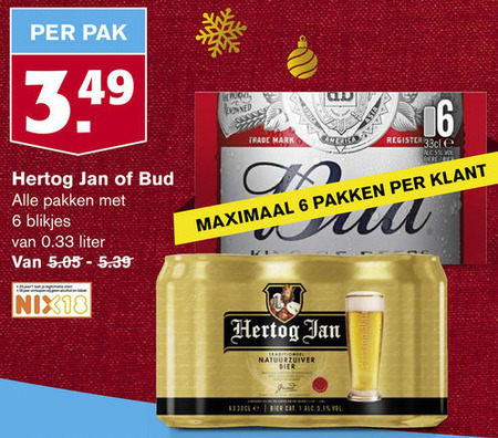 Bud   blikje bier folder aanbieding bij  Hoogvliet - details