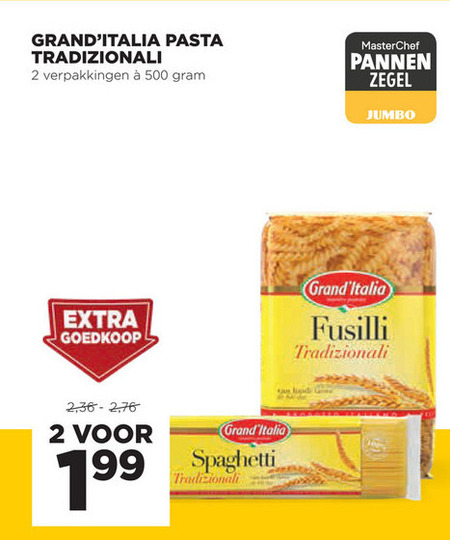 Grand Italia   spaghetti, fusilli folder aanbieding bij  Jumbo - details