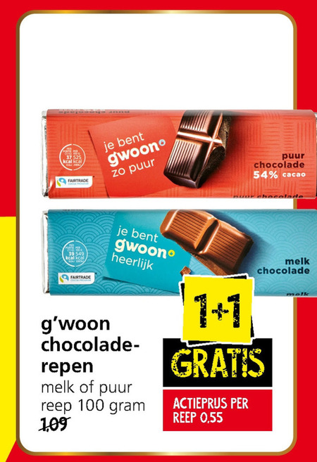 Gwoon   chocolade folder aanbieding bij  Jan Linders - details