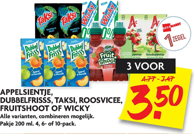 Dubbelfrisss   fruitdrank folder aanbieding bij  Dekamarkt - details