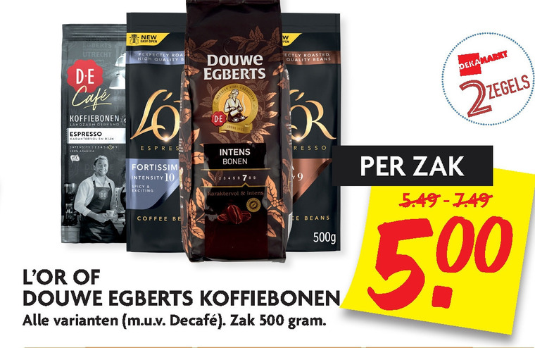 Douwe Egberts   koffiebonen folder aanbieding bij  Dekamarkt - details