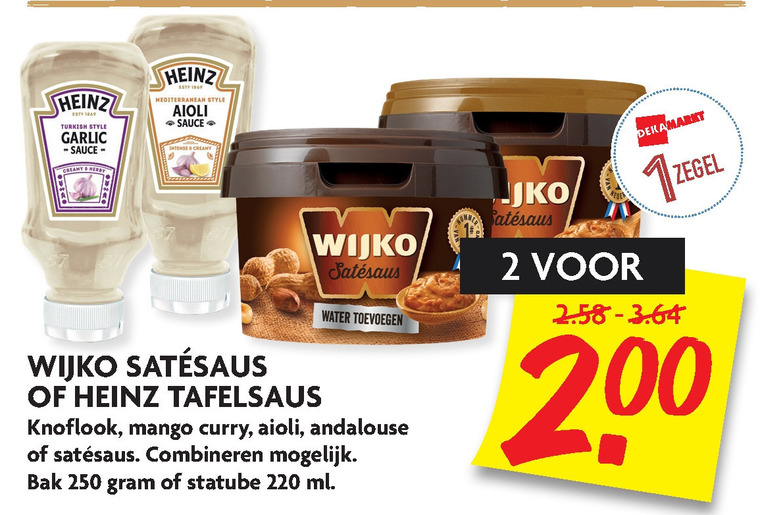 Wijko   satesaus, snacksaus folder aanbieding bij  Dekamarkt - details