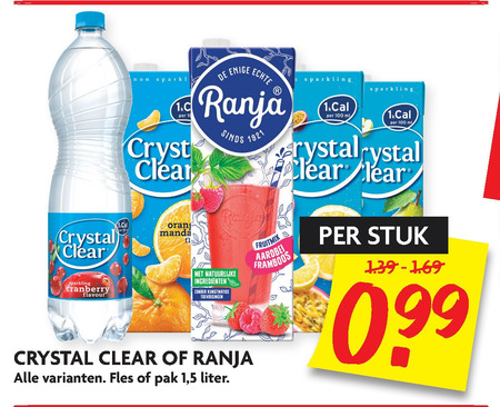 Crystal Clear   fruitdrank folder aanbieding bij  Dekamarkt - details