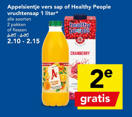 Healthy People   vruchtensap folder aanbieding bij  Deen - details