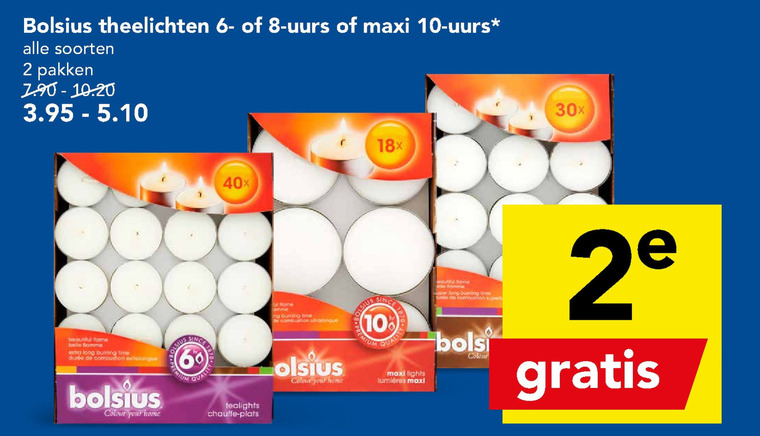 Bolsius   theelicht folder aanbieding bij  Deen - details