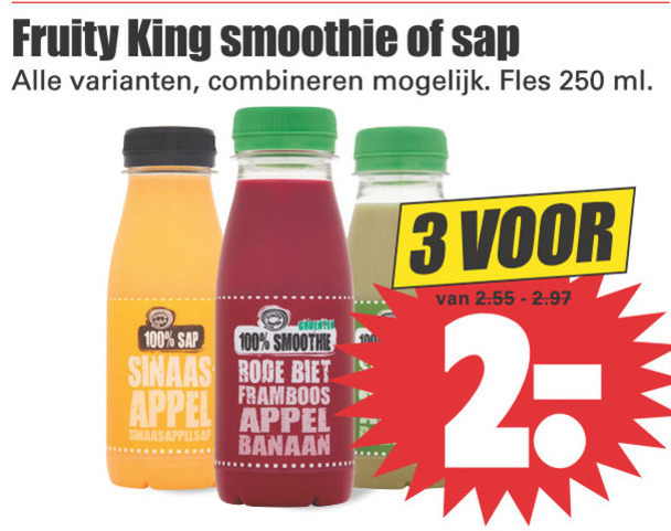 Fruity King   vruchtensap, fruitsmoothie folder aanbieding bij  Dirk - details