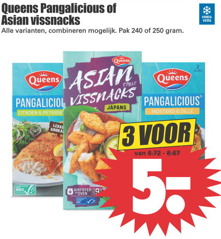 Queens   vissticks, pangasius folder aanbieding bij  Dirk - details