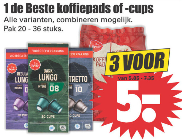 1 De Beste   koffiepad, koffiecups folder aanbieding bij  Dirk - details