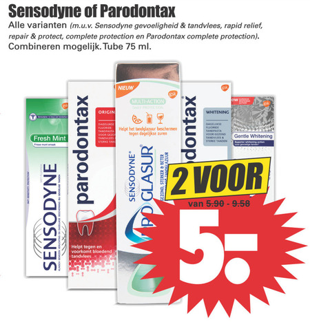 Sensodyne   tandpasta folder aanbieding bij  Dirk - details