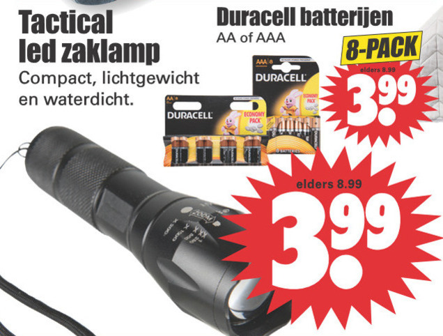 Duracell   zaklamp, batterij folder aanbieding bij  Dirk - details