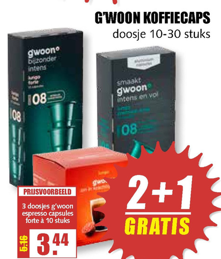 Gwoon   koffiecups folder aanbieding bij  MCD Supermarkt Basis - details