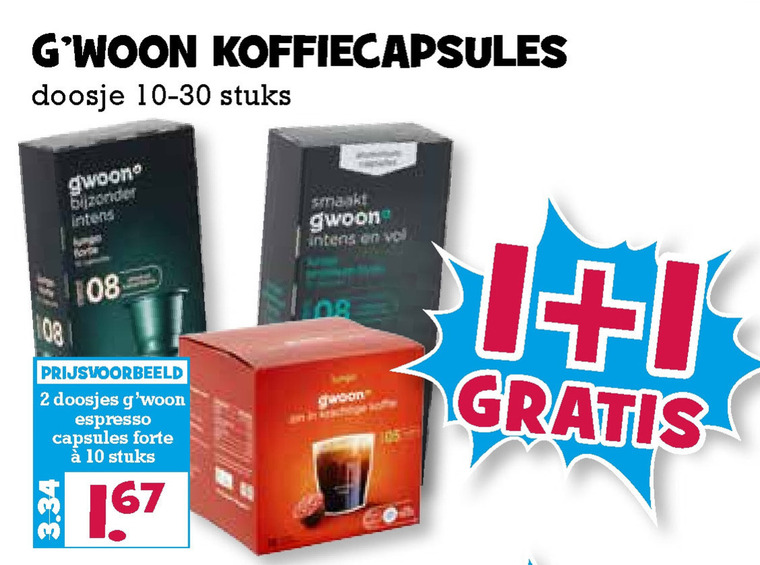 Gwoon   koffiecups folder aanbieding bij  Boons Markt - details