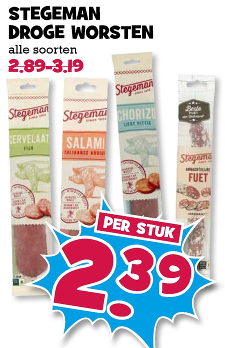 Stegeman   salami, chorizo folder aanbieding bij  Boons Markt - details