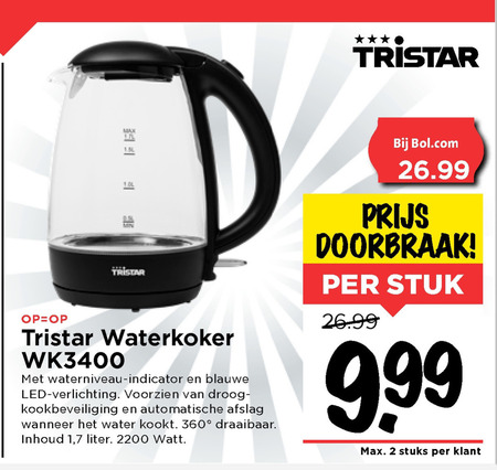 Tristar   waterkoker folder aanbieding bij  Vomar - details