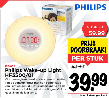 Philips   wekkerlamp folder aanbieding bij  Vomar - details