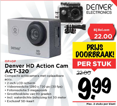 Denver   sportvideocameras folder aanbieding bij  Vomar - details