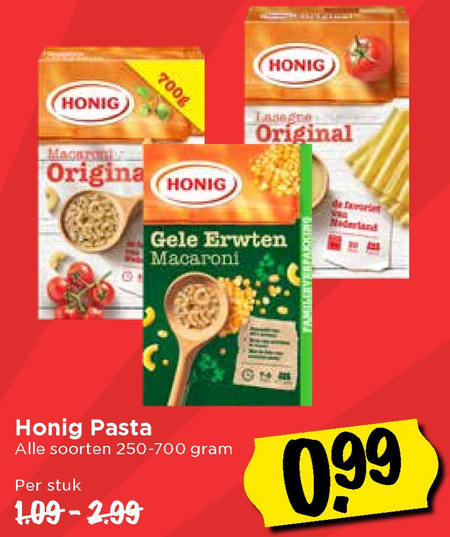 Honig   macaroni, spaghetti folder aanbieding bij  Vomar - details