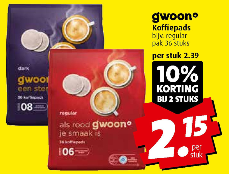 Gwoon   koffiepad folder aanbieding bij  Boni - details