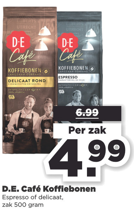 Douwe Egberts   koffiebonen folder aanbieding bij  Plus - details