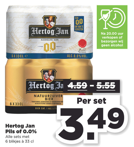 Hertog Jan   blikje bier, alcoholvrij bier folder aanbieding bij  Plus - details