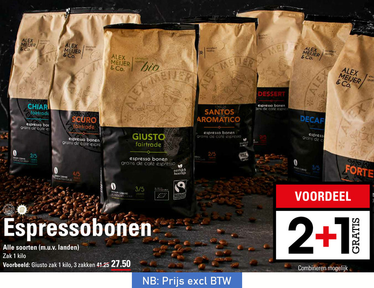 Alex Meijer   koffiebonen folder aanbieding bij  Sligro - details