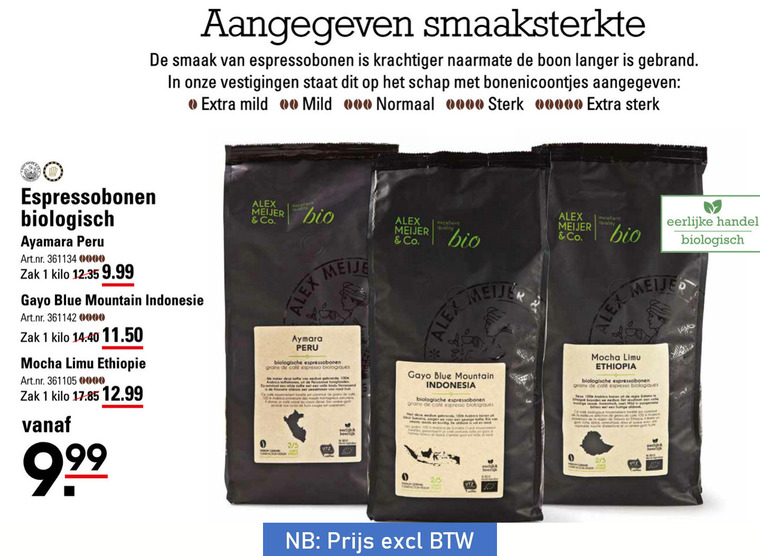 Alex Meijer   koffiebonen folder aanbieding bij  Sligro - details