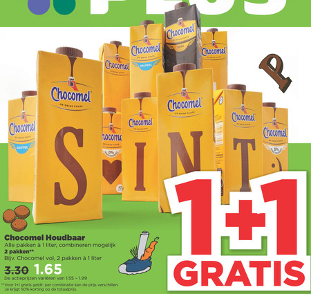 Chocomel   chocolademelk folder aanbieding bij  Plus - details