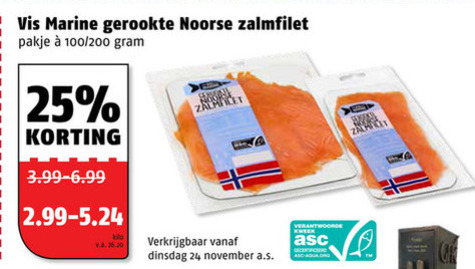 Vis Marine   gerookte zalmfilet folder aanbieding bij  Poiesz - details