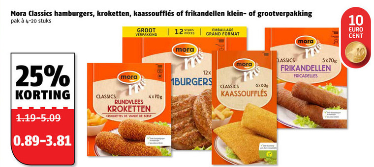 Mora   kaassouffles, hamburger folder aanbieding bij  Poiesz - details