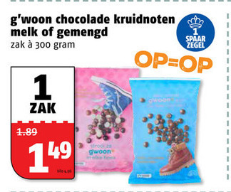 Gwoon   chocolade kruidnoten folder aanbieding bij  Poiesz - details